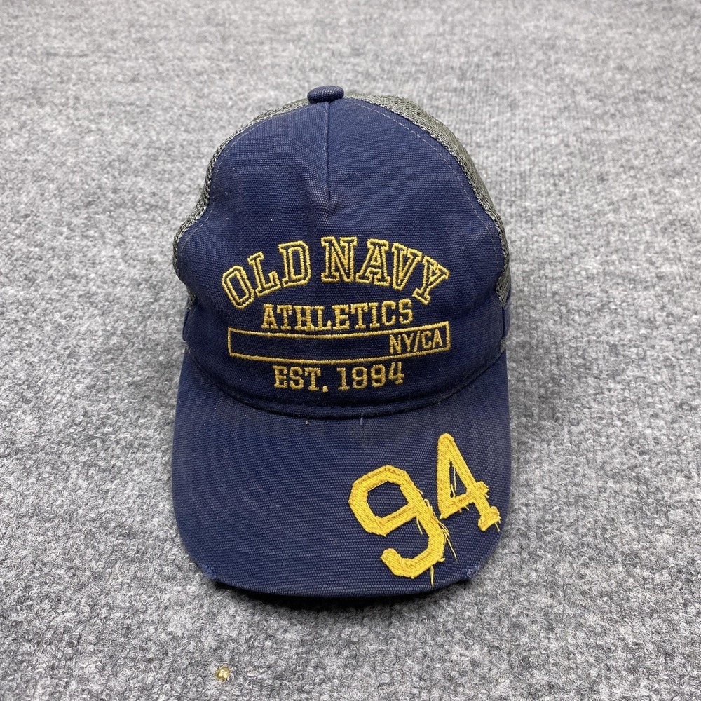 Old Navy Athletics Trucker Hat Mens L Blue Mesh Snapback Cap 94 Embroidery